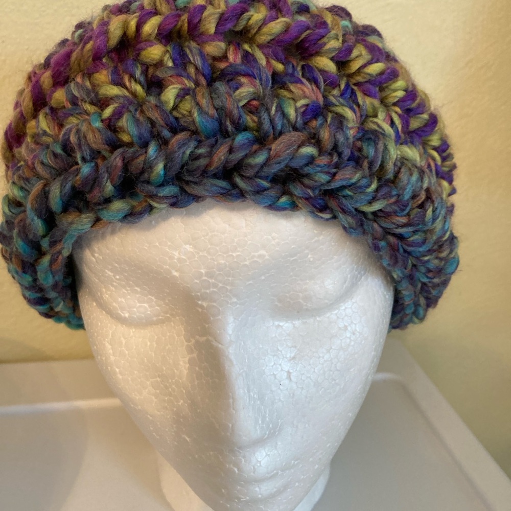 Colorful Earwarmer headband soft comfy Yarn Bee Dream Spun Yarn in Delphinium